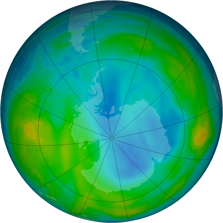 Antarctic ozone map for 14 June 1985